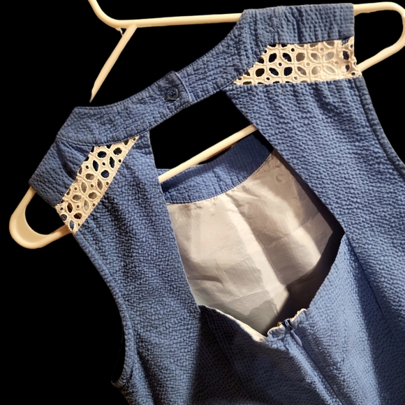 Blue with White Lace Lauren James Sleeveless Dress - Picture 3 of 5